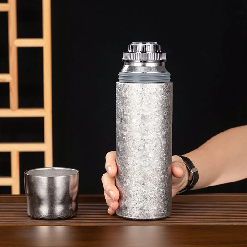 460ml Pure Titanium Thermos Cup With Bounce Inside Lid For Camping,Double Layer Vacuum Flasks,Drinkware,Portable Water Bottle