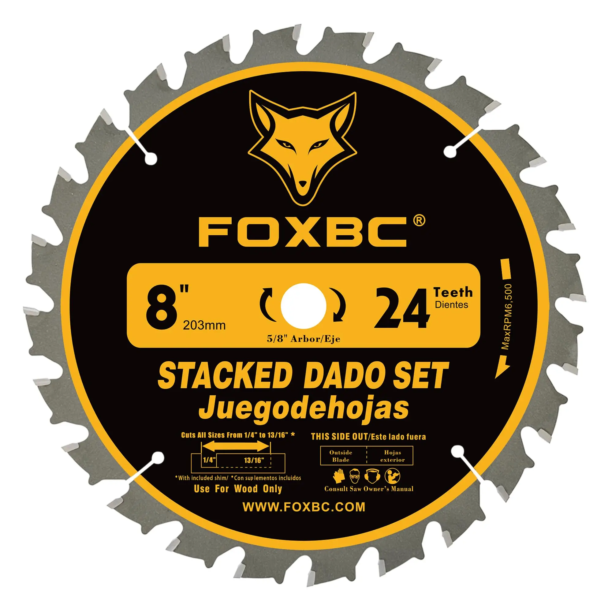 FOXBC 14 قطعة 8 بوصة كربيد التراص Dado بليد مجموعة لمنشار SawStop Jet Dewalt Bosch