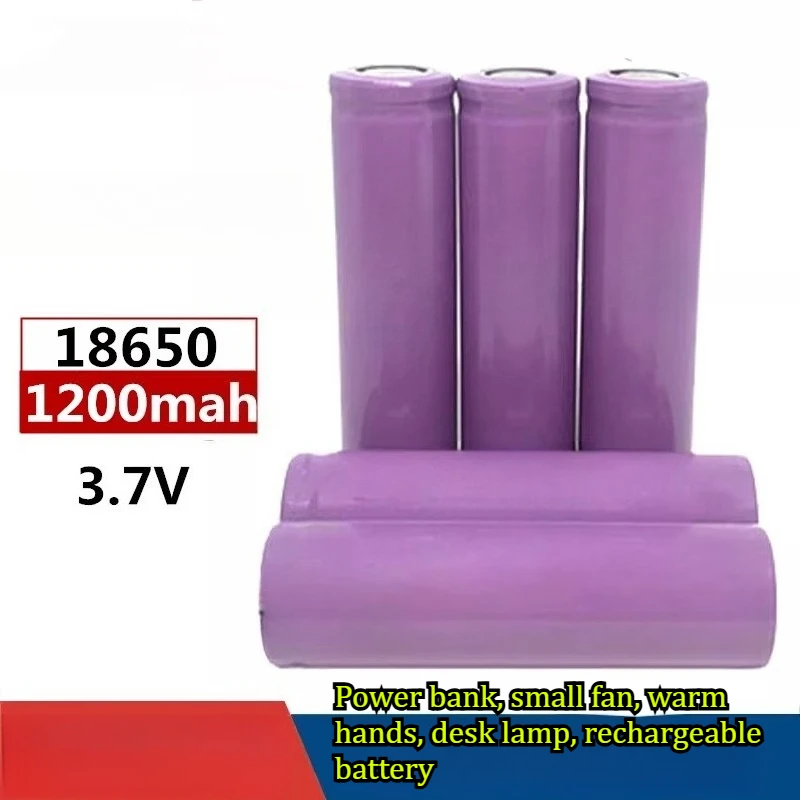 

Литиевая аккумуляторная батарея 18650 1200 мАч, плоская, 3.7В, для повербанка, мини-вентилятора, грелки для рук, настольной лампы, перезаряжаемая