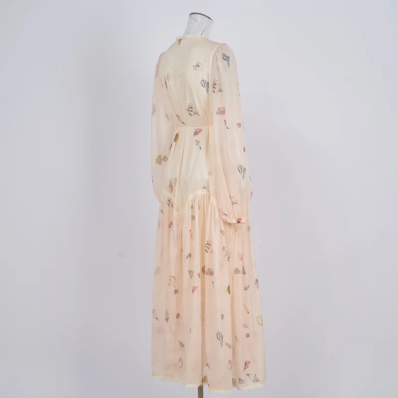 Romantic Summer Floral Print Chiffon Dr Women's V-Ne Slim Fit Maxi Gown Chinese Manufacturer Thi Material Printed Fabric