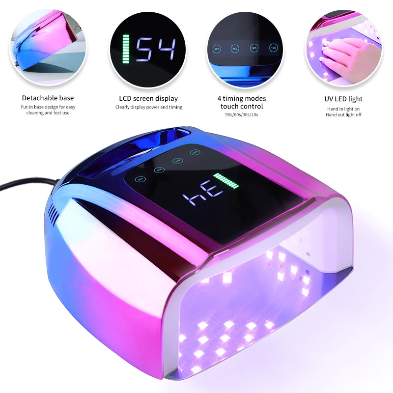Secador de uñas profesional recargable 96W 42 cuentas UV LED portátil inalámbrico lámpara de uñas de gel máquina con acero inoxidable extraíble