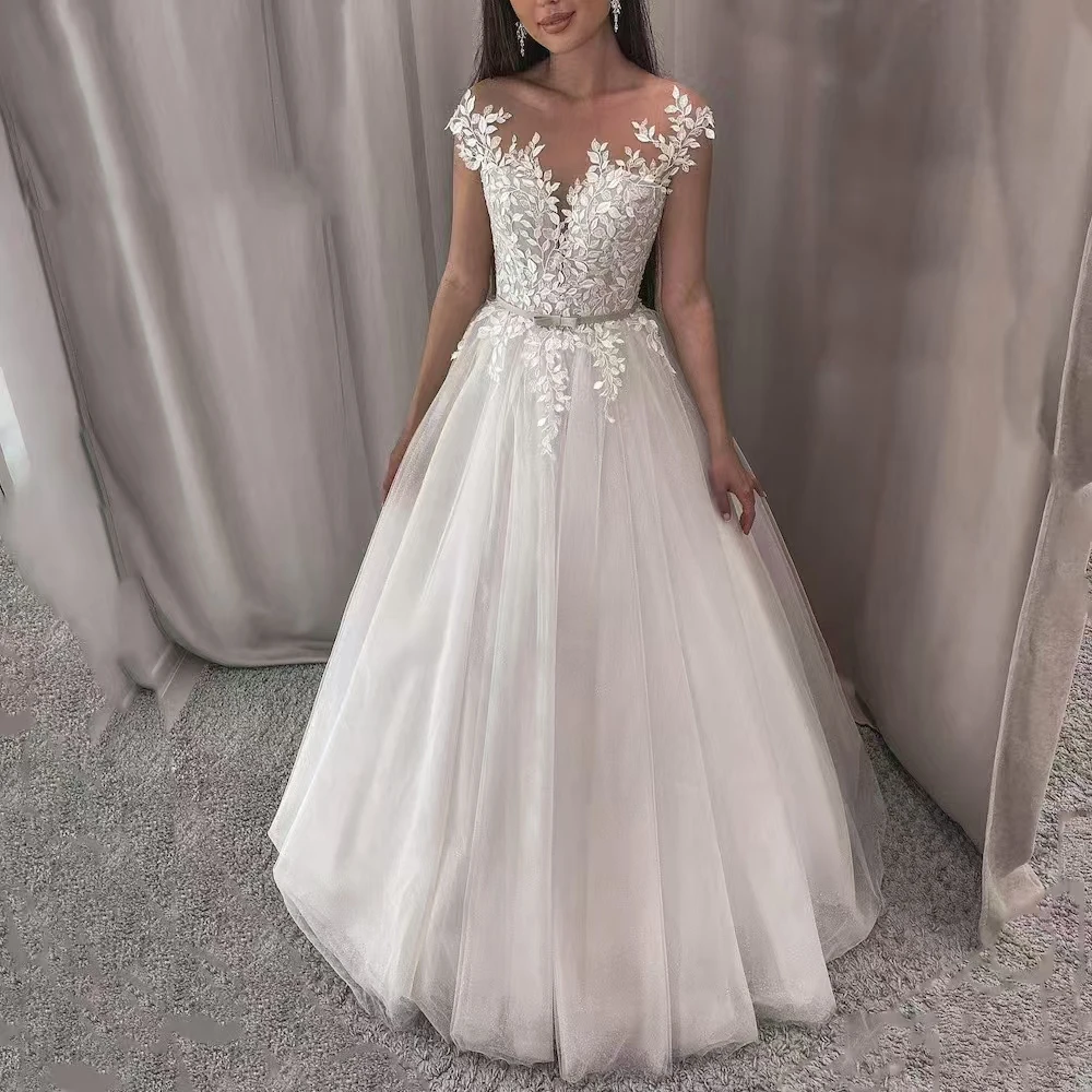 

Long Boho A-Line Backless Wedding Dress 3D Flowers Spaghetti Straps Bride Dresses Princess Floor Length Wedding Gowns