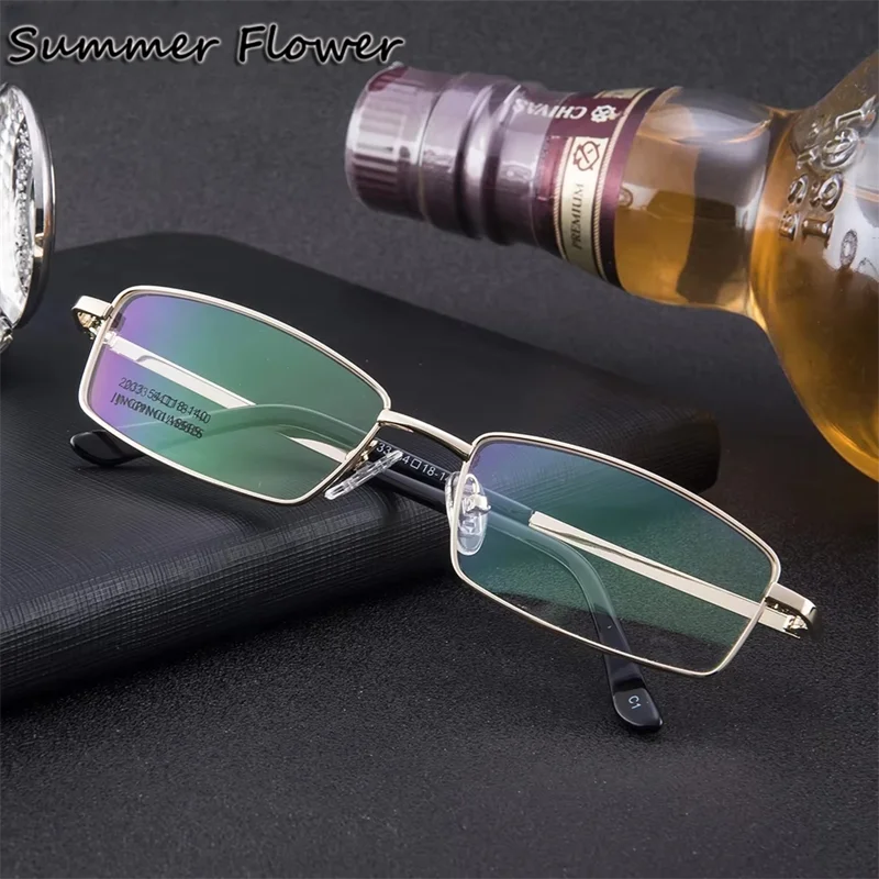 

54mm Man Optical Glasses Frame Square Eeglasses Gold Color Gafas Prescription Reading Mopia Office Working Recipe Lens Spectacle