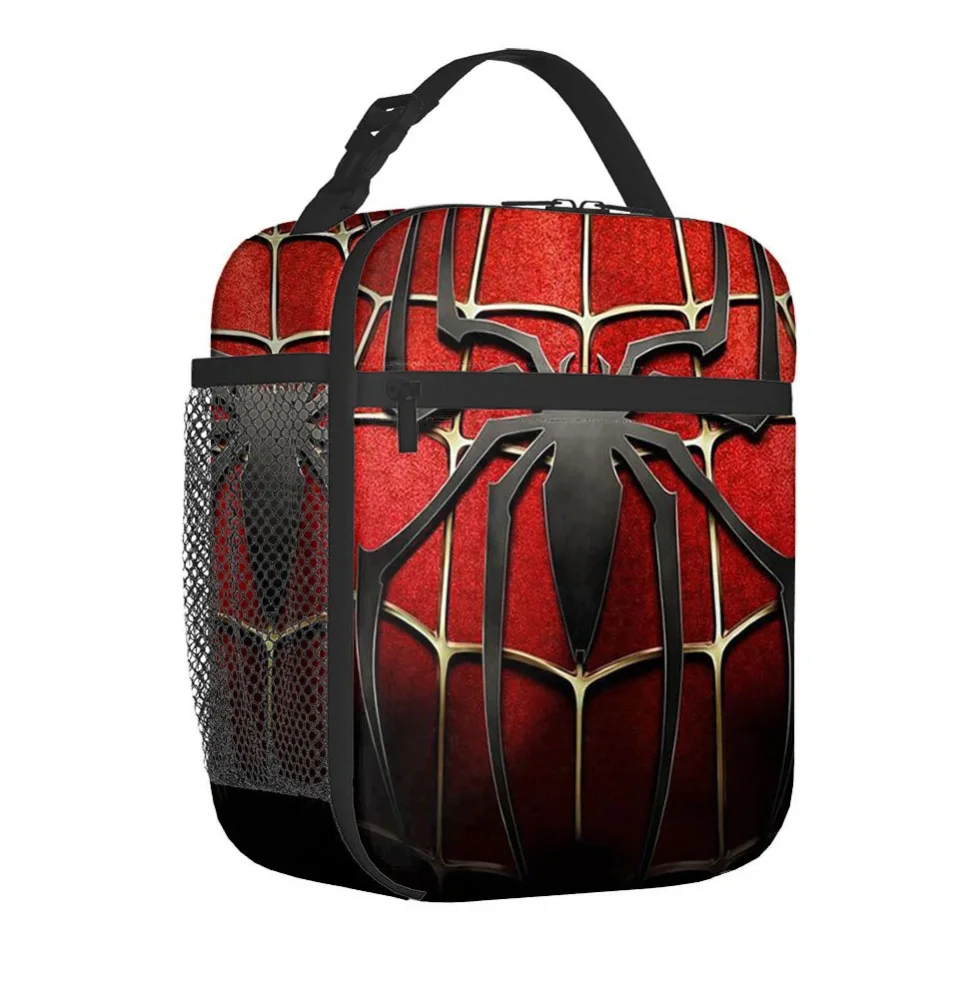 

Cartoon Spiderman Embroidery Lunch Box For Men Women Portable Thermal Cooler Lunch Bag School Picnic Food Container Tote Bags