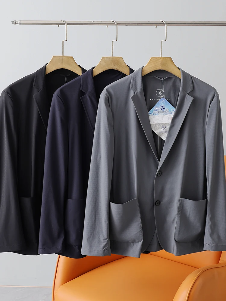 

Мужской осенний солнцезащитный костюм-куртка серии Z из ткани с защитой от морщин, эластичный, городской стиль, длинный рукав