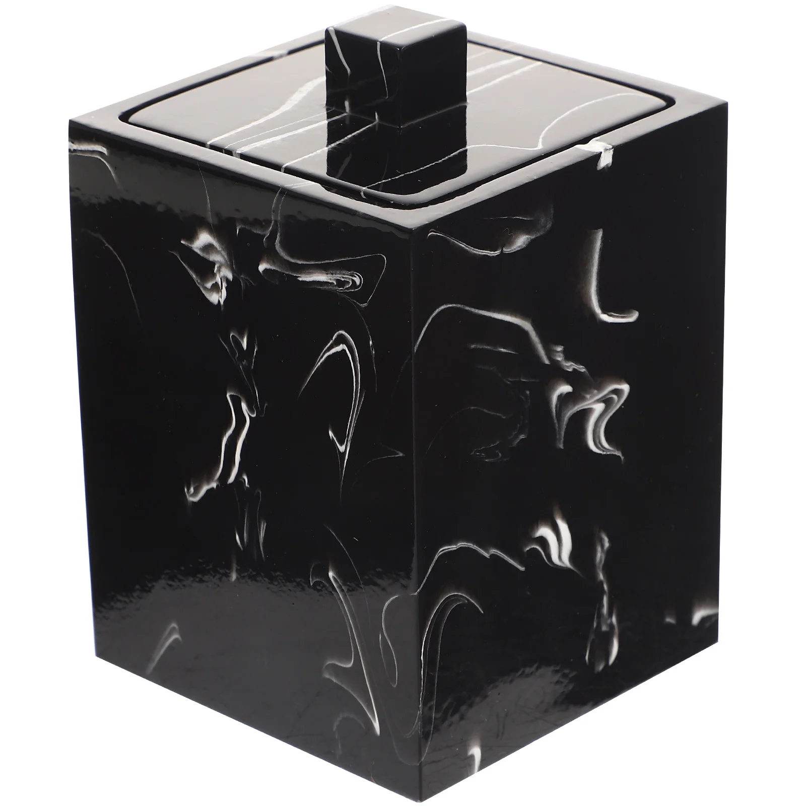 

Cotton Swab Storage Box Marble Design Resin Organizer for Earbuds Toothpicks Rings Trinkets Portable Compact Case Household