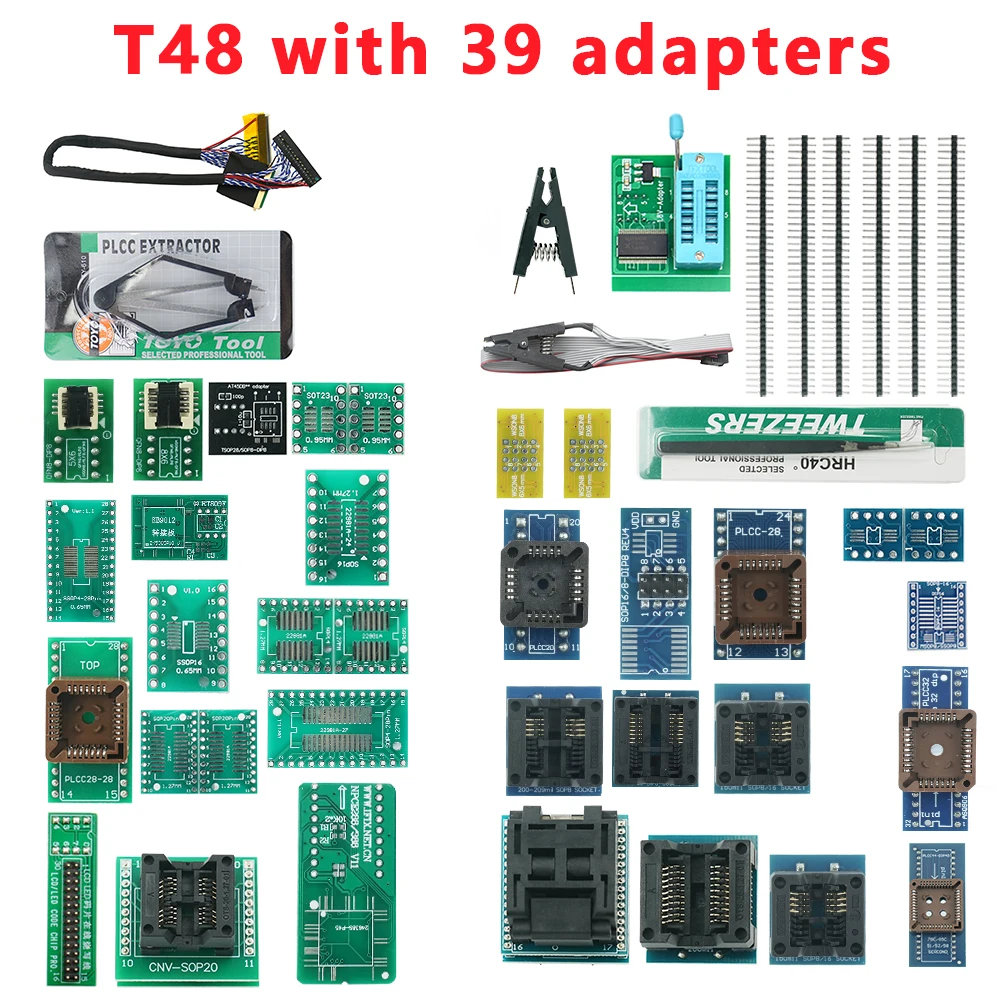 Free Shipping T48 (TL866-3G) Programmer+39 Adapter Support 32000 ICs for SPI/Nor/NAND Flash BIOS MCU EEPROM AVR PIC 100%Original