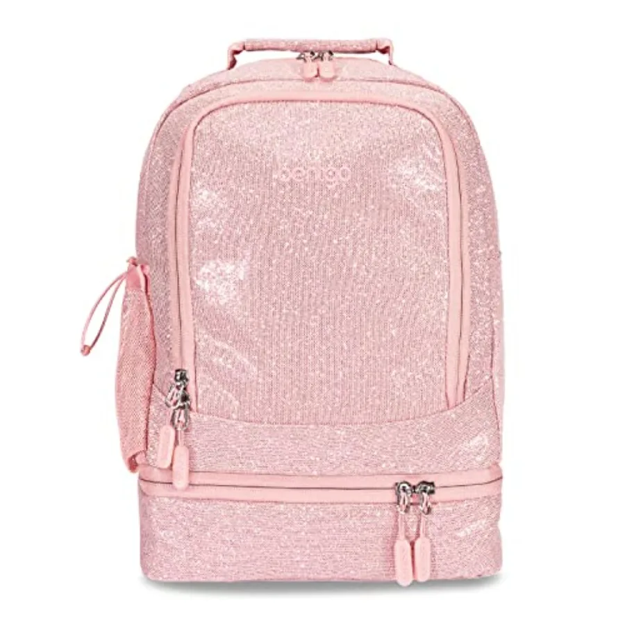 

2-in-1 Backpack and Insulated Lunch Bag - Glitter Designed 16" Backpack for School and Travel - Durable, Water Resistant, Padde