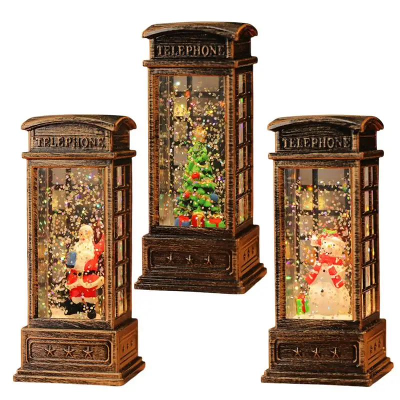 Telephone Booth Light Christmas Night Lamp Vintage Telephone Booth Santa Claus Night Lamp for Table Desk Dormitory Decor