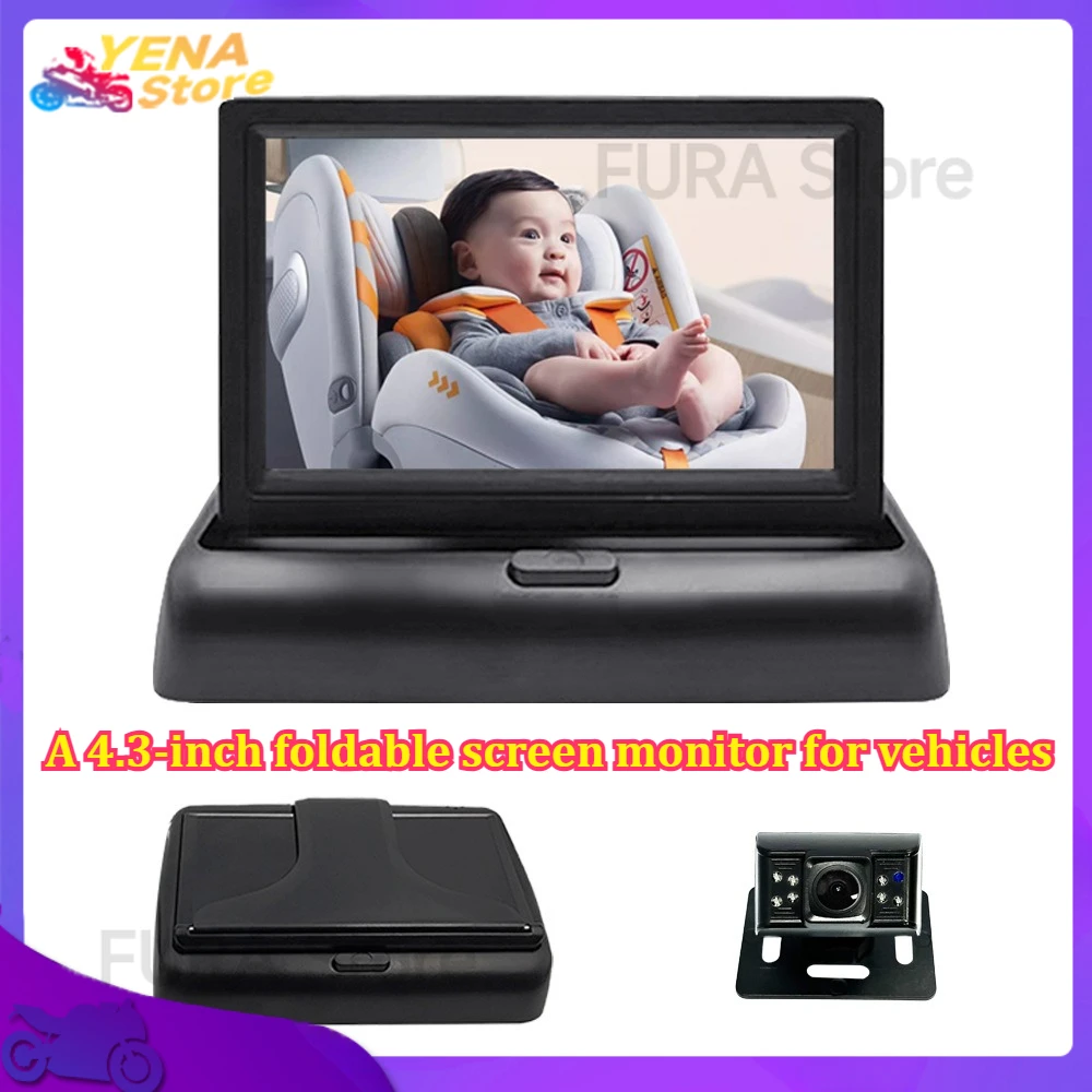 

Car rear seat baby car camera 1080P with rearview, car monitor 4.3-inch screen, children and pets night vision