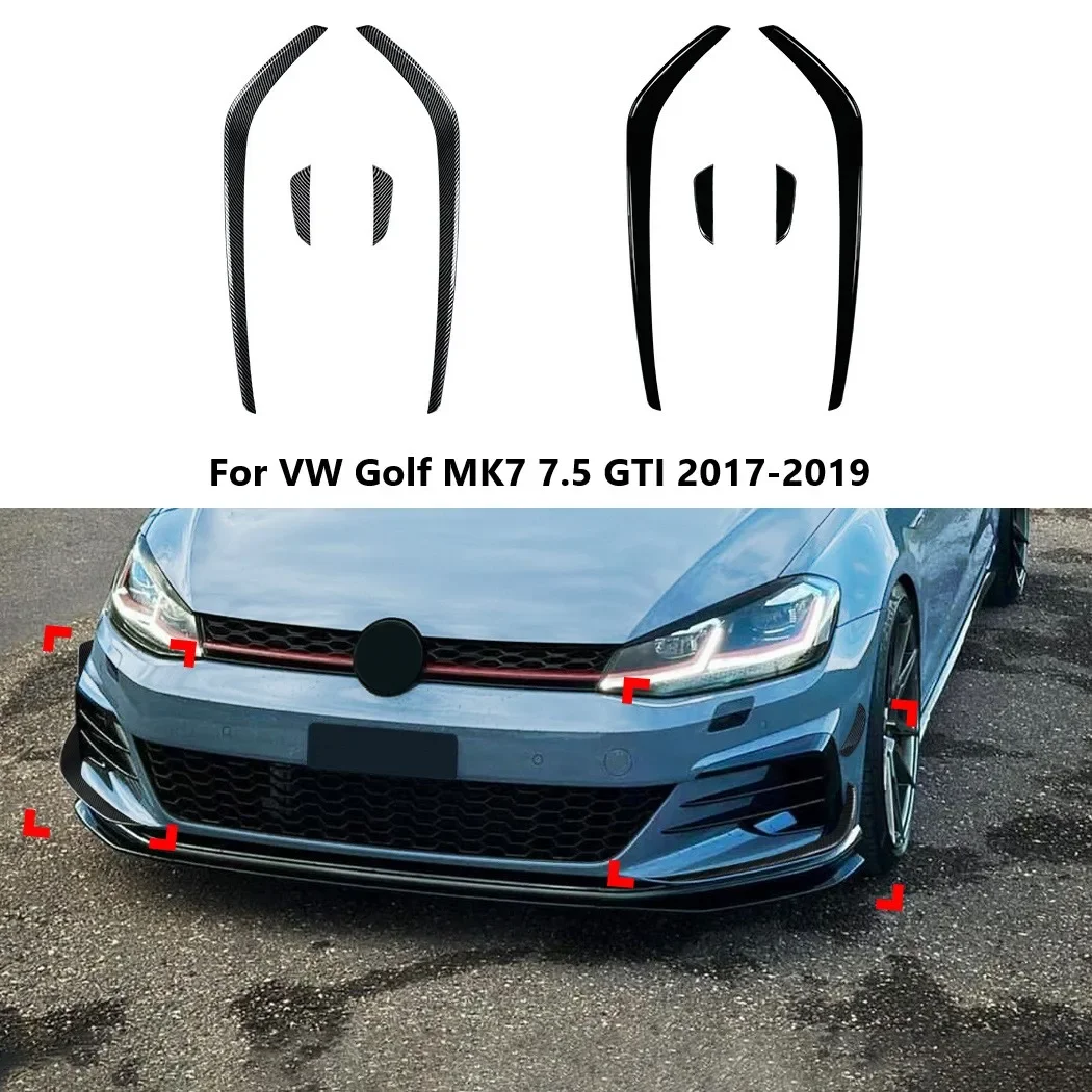 

Car Front Bumper Splitter Air Knife For Volkswagen VW Golf MK7 7.5 GTI 2017-2019 Side Spoiler Wiind Knife Trim Auto Body Kits