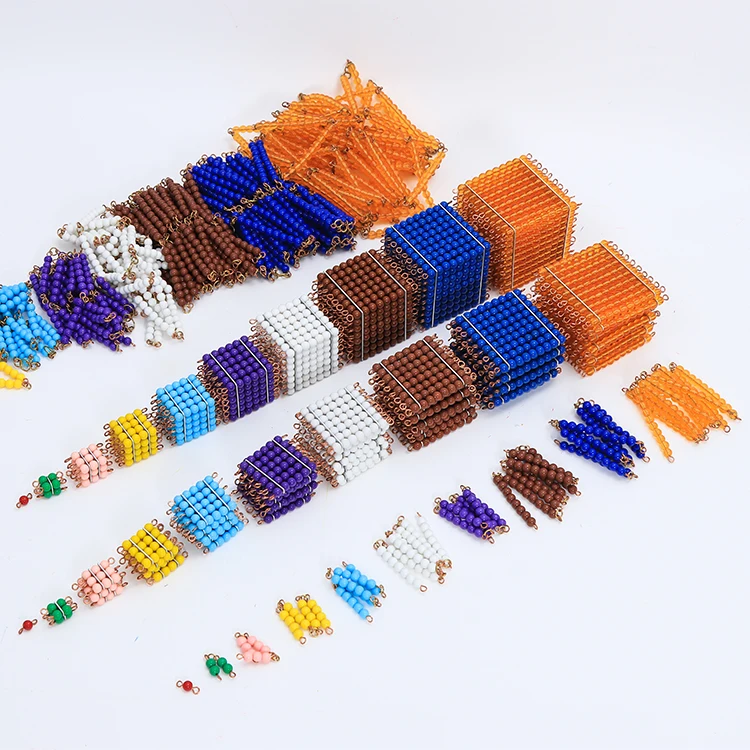 Preschool Educational Wooden Toy Bead Game Montessori Math Materials Set of beads and cabinet