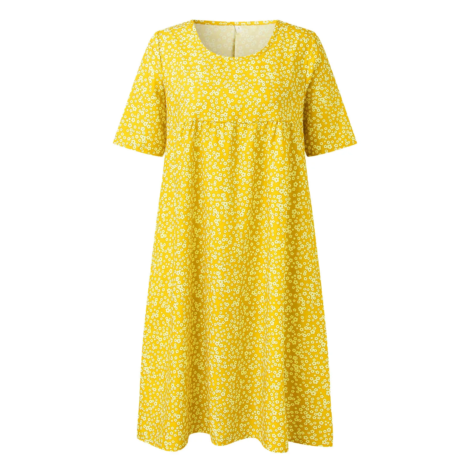 Vestido longo floral vintage para praia feminino, gola O, manga curta, vestido boho, vestido boêmio de férias, senhora elegante vestidos