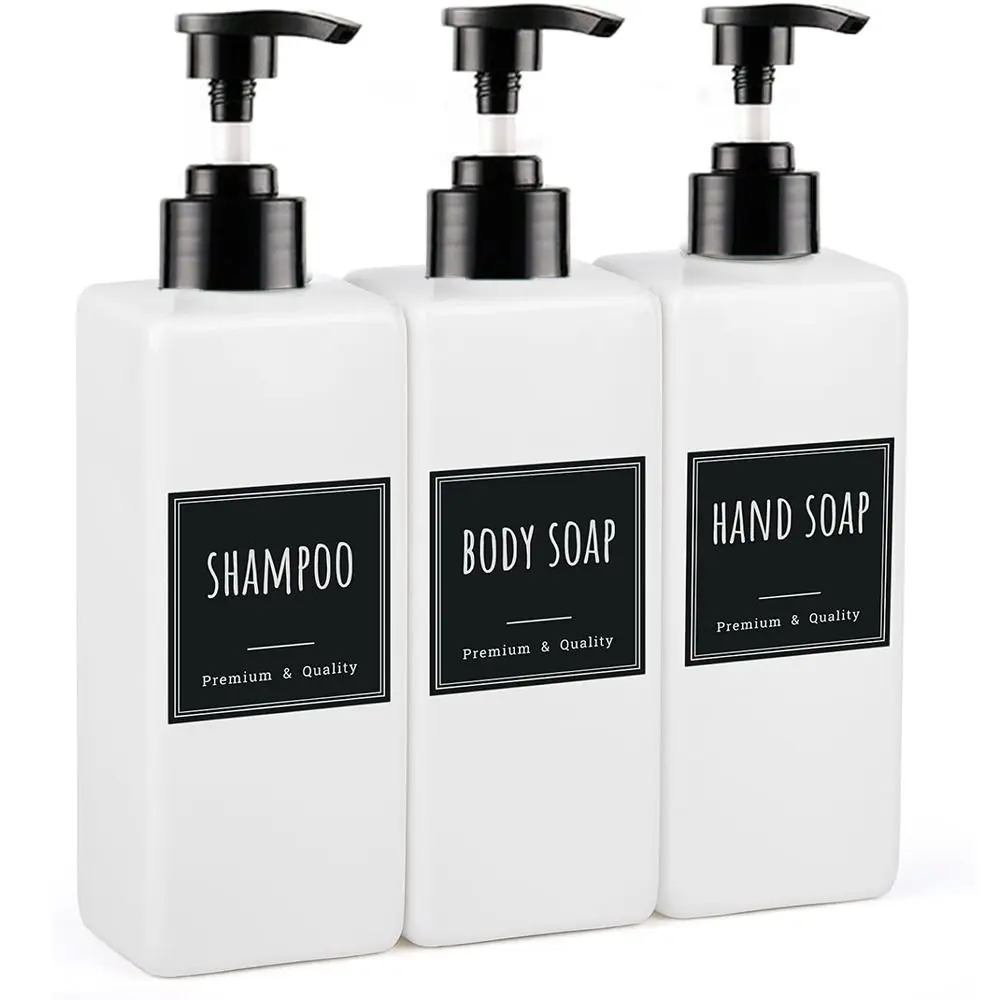 500ml with Label Hand Soap Dispenser Set Plastic Bathroom Countertop Empty Plastic Dispenser Empty Soap Dispenser