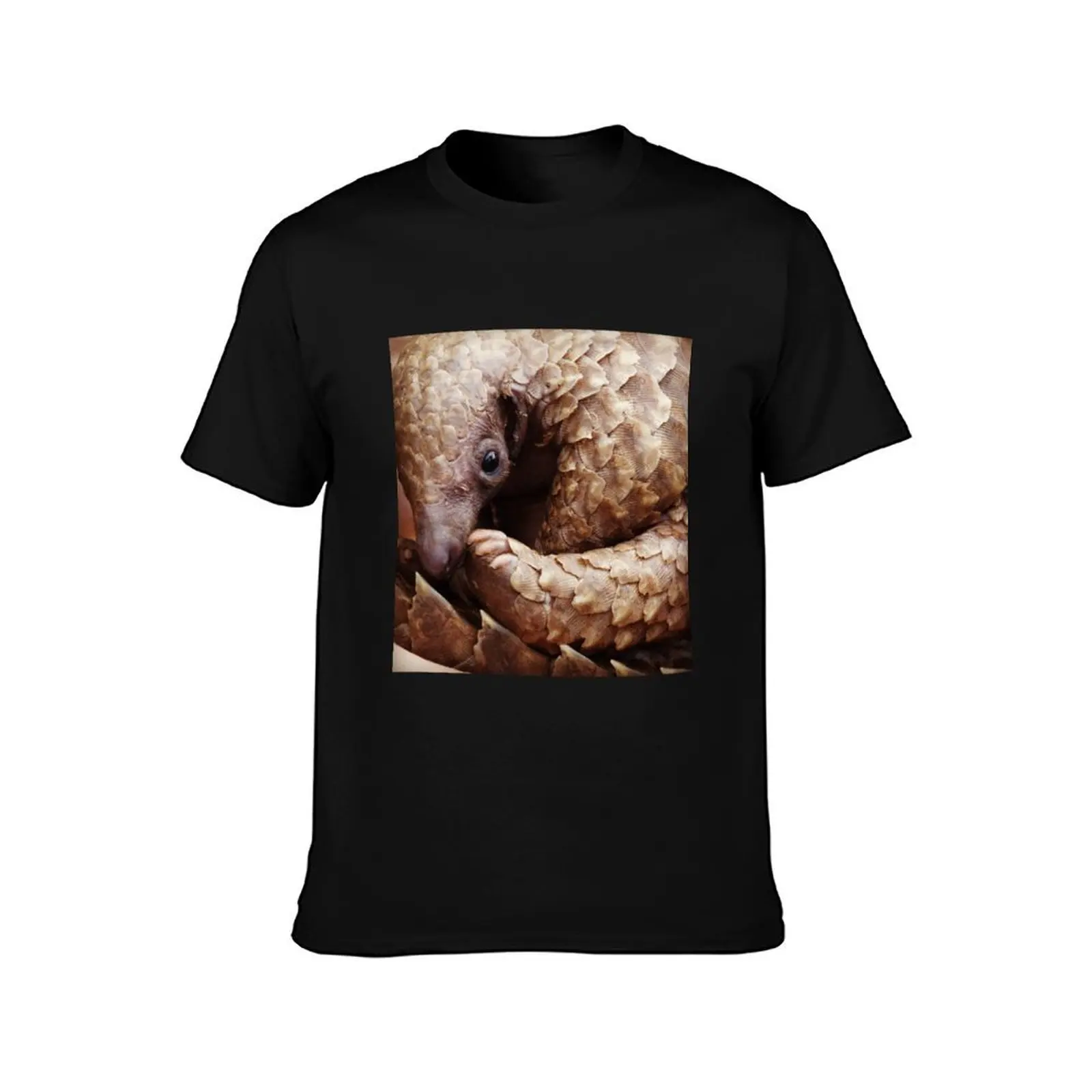 Shy Pangolin T-Shirt, Summer Casual Cotton Tee, Oversized Streetwear Tops, Vintage Graphic Print, Loose Fit Short Sleeve