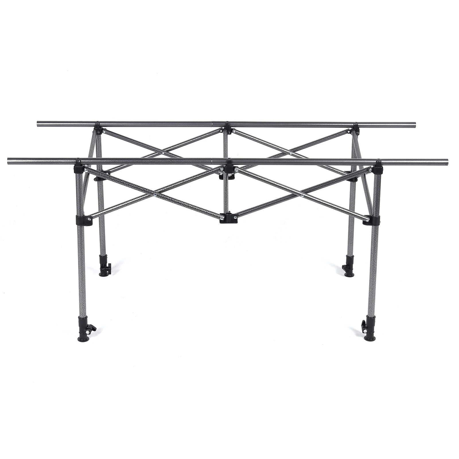 

Outdoor Folding Table Adjustable Roll-Up Rectangular Table Large Capacity Aluminum Picnic Desk for Picnic Camping Trip Beach BBQ