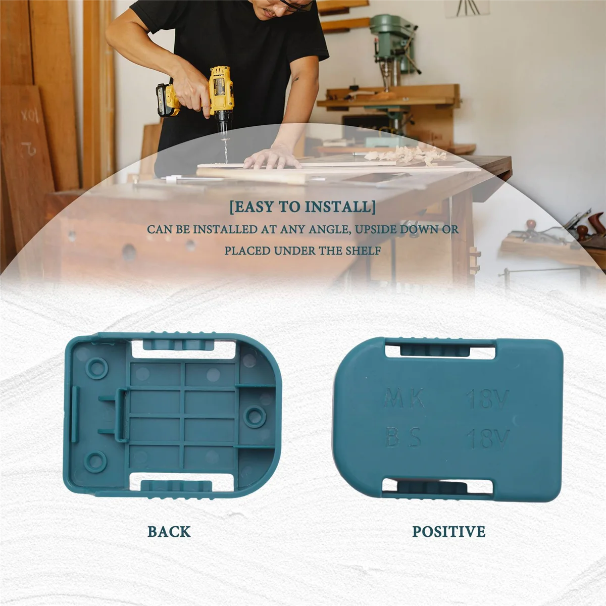 5Pcs Battery Storage Rack Battery Holder Case for Makita 18V Fixing Devices(Blue)