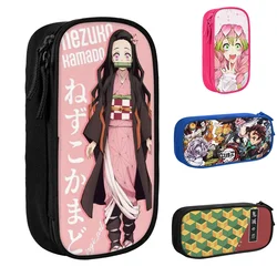 Encantador estuche de lápices de Anime Kamado Nezuko Demon Slayer, estuche grande para bolígrafos, bolsa de almacenamiento para niños, regalos de oficina, papelería