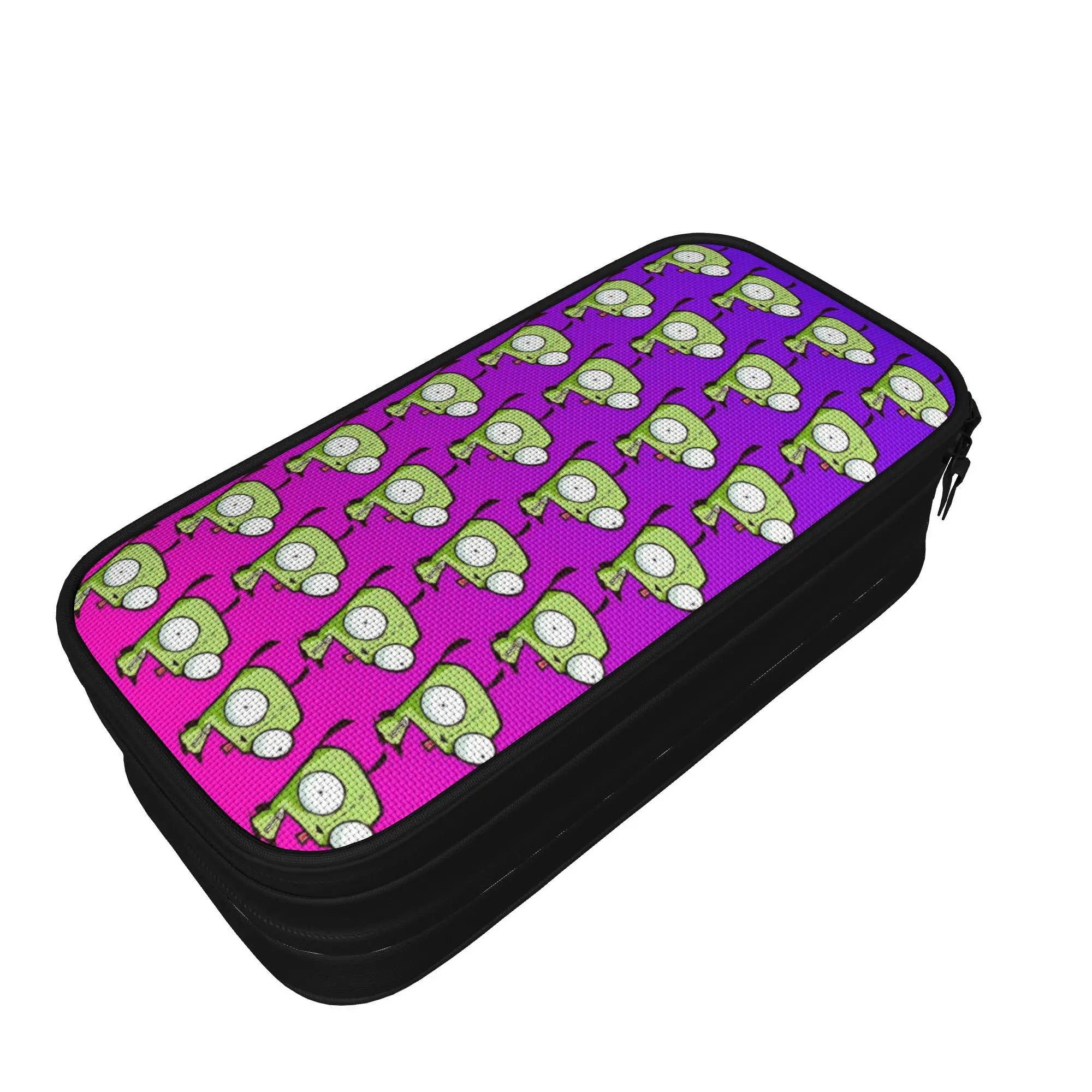 Invadered Gir Dib Robot Zim Pencil Case Fun Cartoon Pen Holder Bag Student Big Capacity School Zipper Pencilcases Accessories