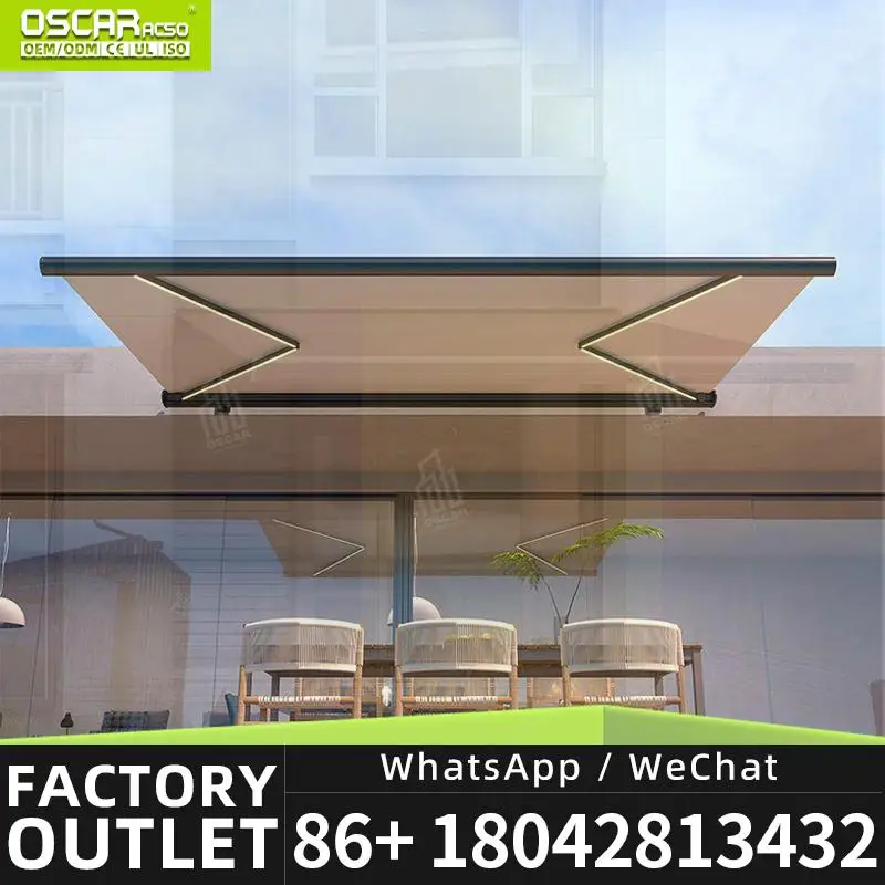 

Моторизованный выдвижной полный кассетный тент, складной навес для патио, балкона, сада, выдвижной тент