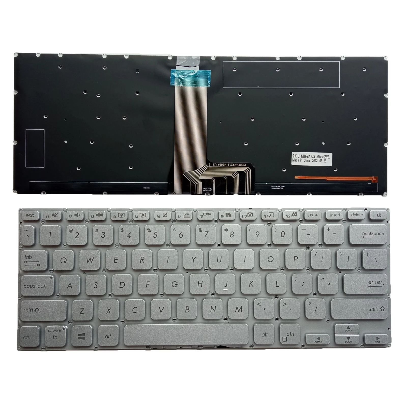 

New For ASUS X409 X409UA X409FA X409JA X415 X415JA A409 A409M US Keyboard Backlit Silver