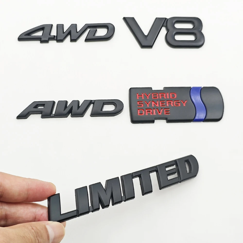 ثلاثية الأبعاد معدن أسود الهجين مزامنة محرك V8 محدود AWD 4WD شعار شعار سيارة ملصق الحاجز جذع شارة لتويوتا RAV4 RS اكسسوارات