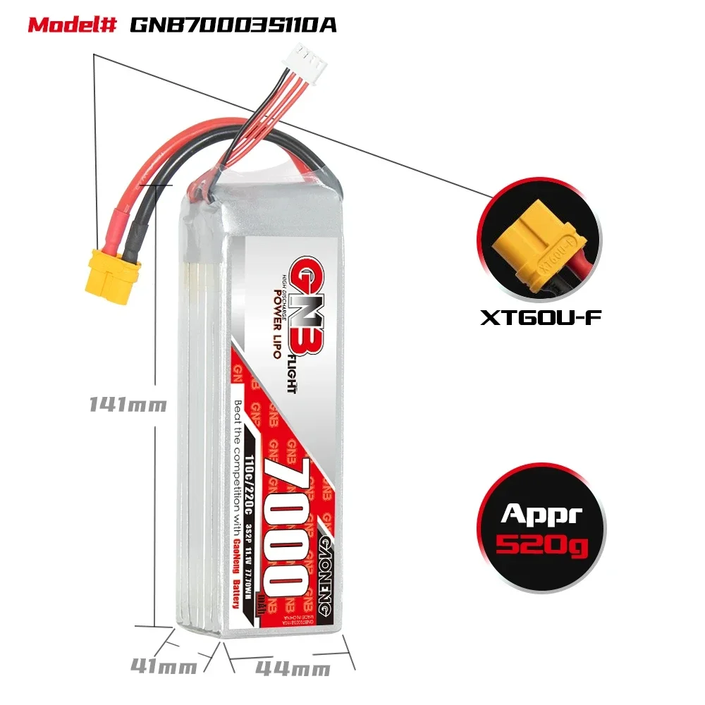 GAONENG GNB 3S2P 3S1P batería Lipo para modelos RC Hobby, 6500mAh, 7000mAh, 8500mAh, V 11,1, escala 1/10, Axial Lock Crawler