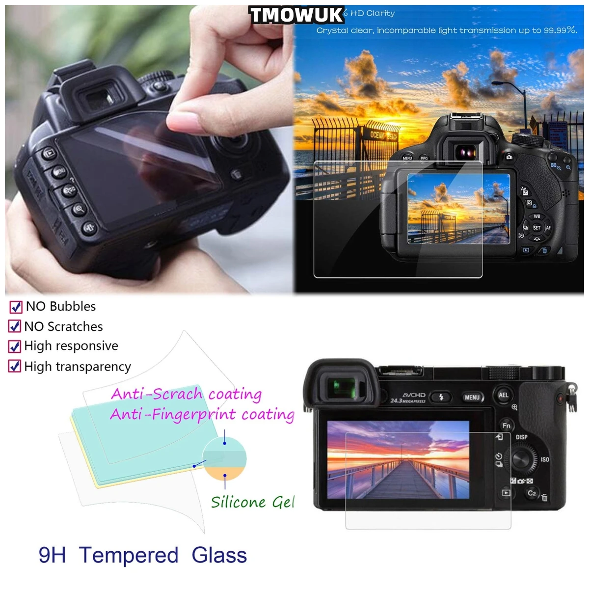 

Tempered Glass Cover Screen Film Protector For Sony Alpha A6600 A6000 A6100 A6300 A6400 A5000 NEX-7/6/5/5N/5T/5R/3