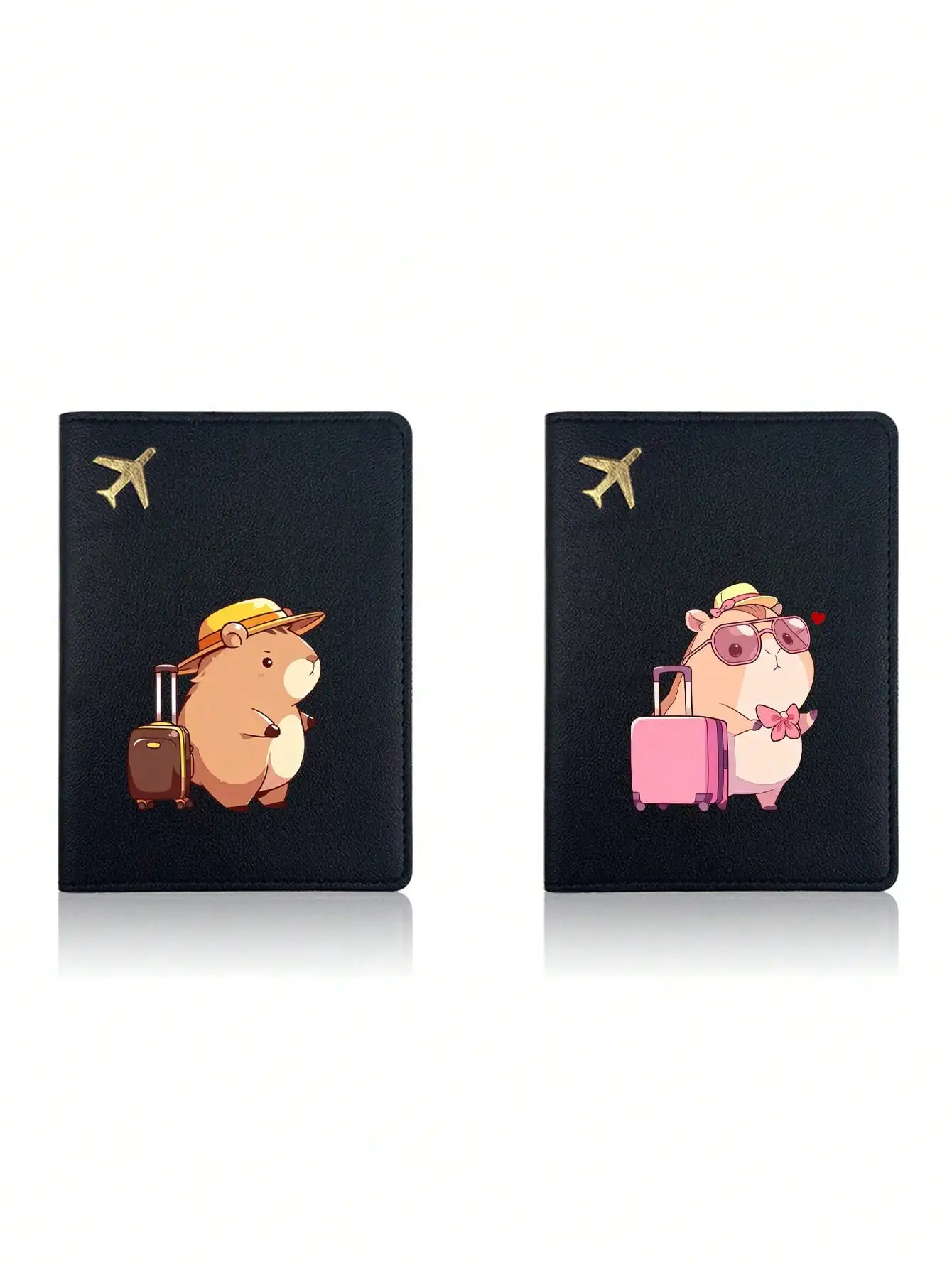 

Набор из 2-х кошельков для паспорта с принтом капибары: обложка для паспорта, держатель для билетов, легкий дорожный картхолдер