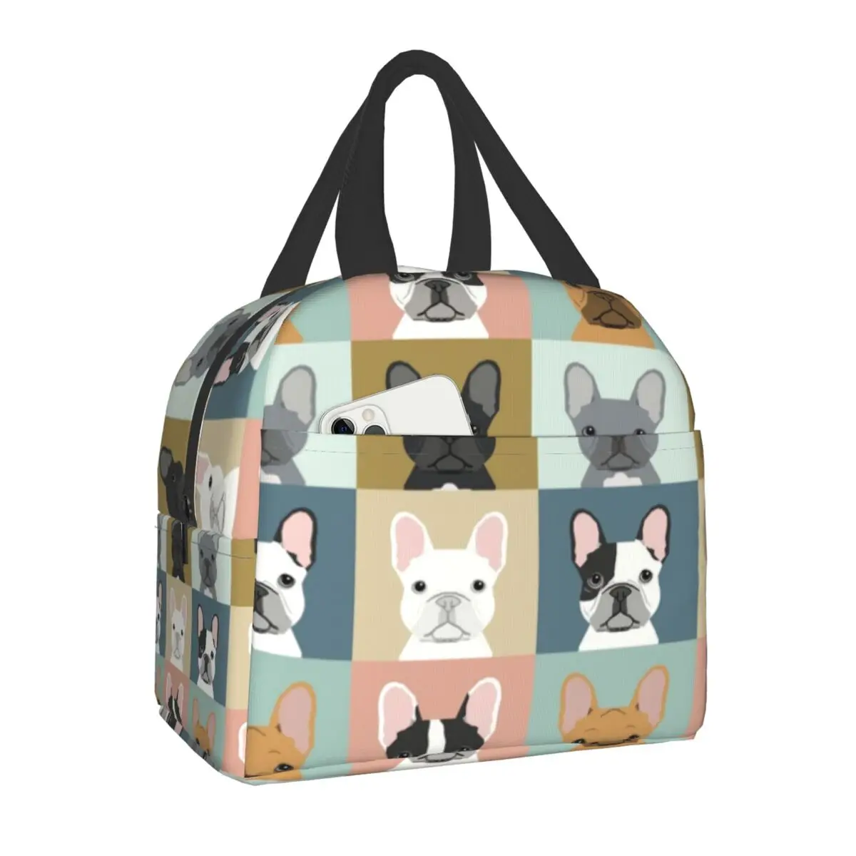 French Bulldog Dog Love Animal Pet Puppy Frenchie Insulated Lunch Bag for Outdoor Picnic Resuable Cooler Thermal Lunch Box