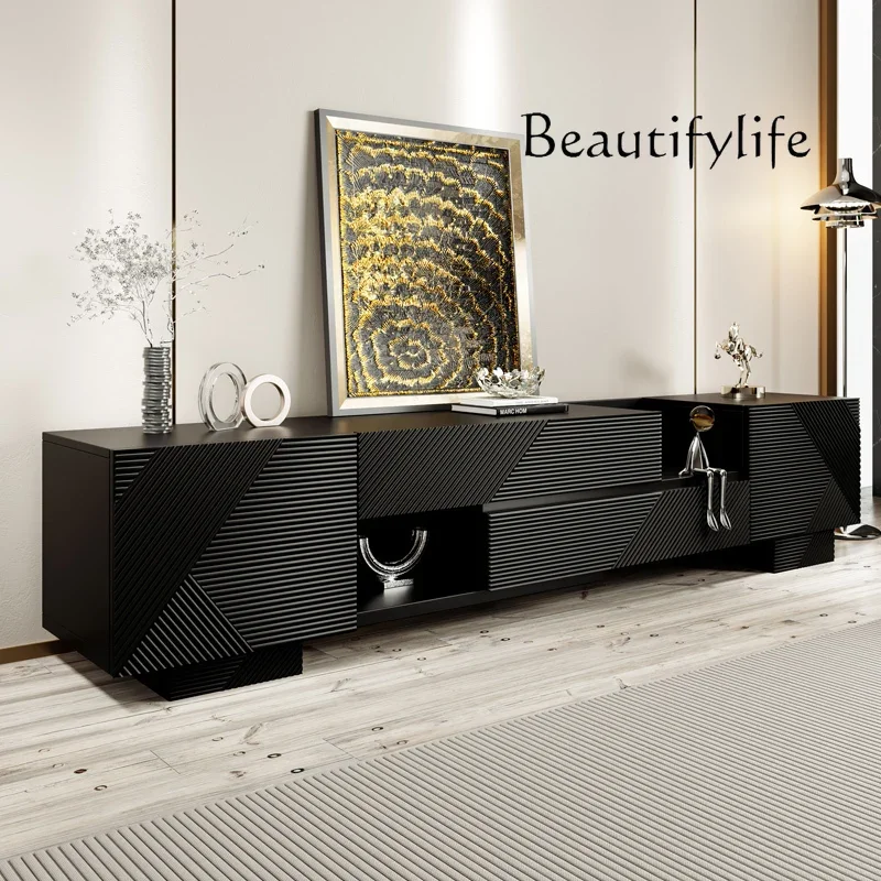 

modern simple living room stretchable household drawer floor cabinet Medieval solid wood TV cabinet Italian light luxury