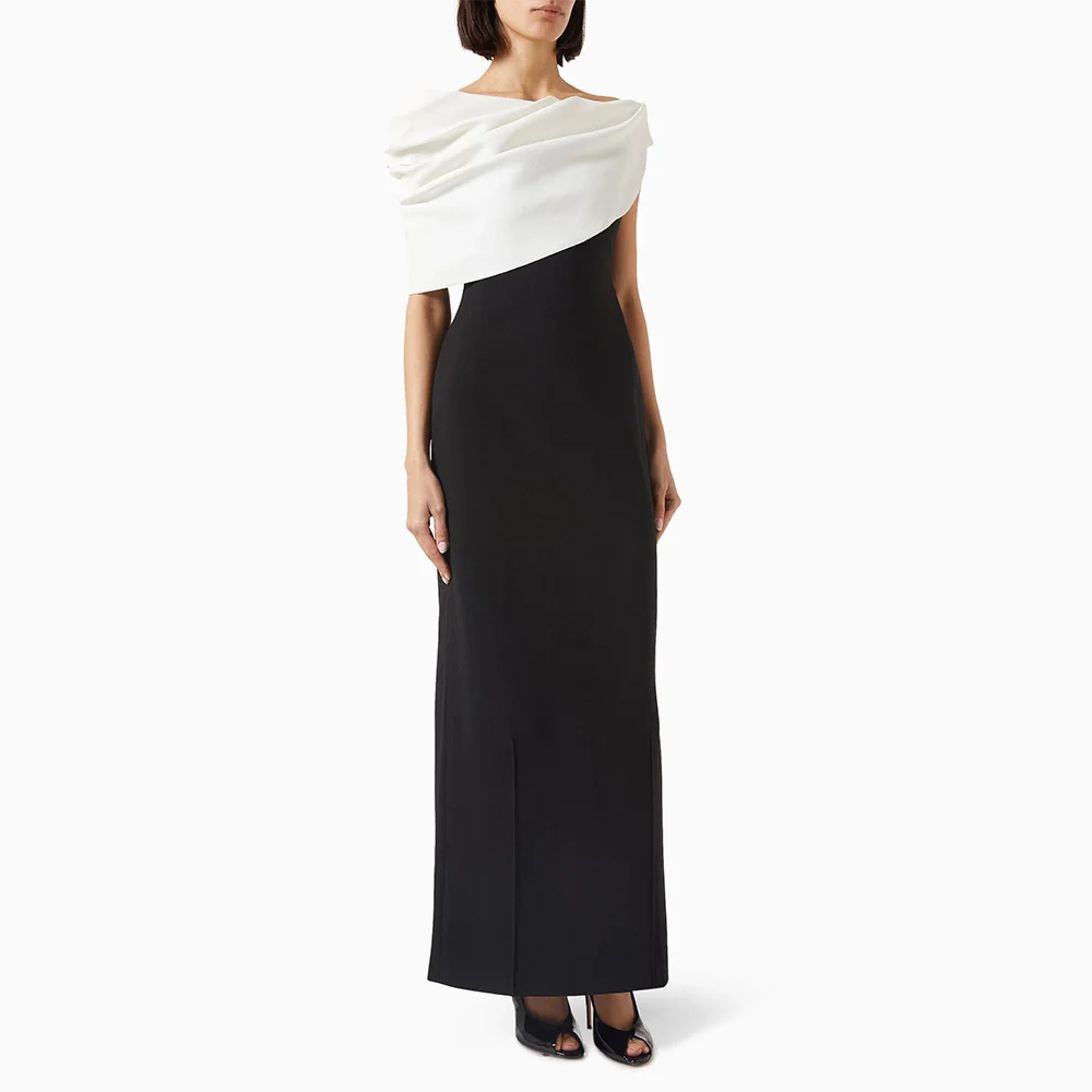 

Column Party Dress Ivory and Black Ankle Length Formal Party Gowns for Women 2025 Sleeveless Contrast Color Midi Evening Dresses