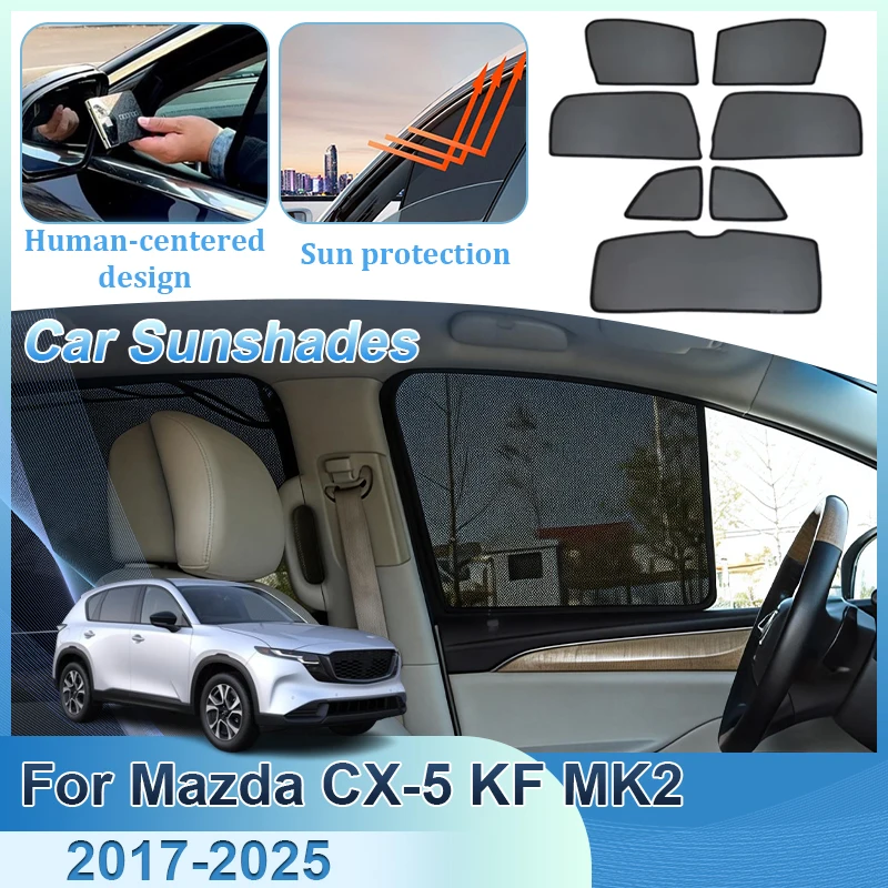 

Для Mazda CX-5 KF MK2 2017-2025: Солнцезащитная сетка на магнитах для автомобиля, теплоизоляция, защита от УФ-лучей, аксессуары для автозатенения