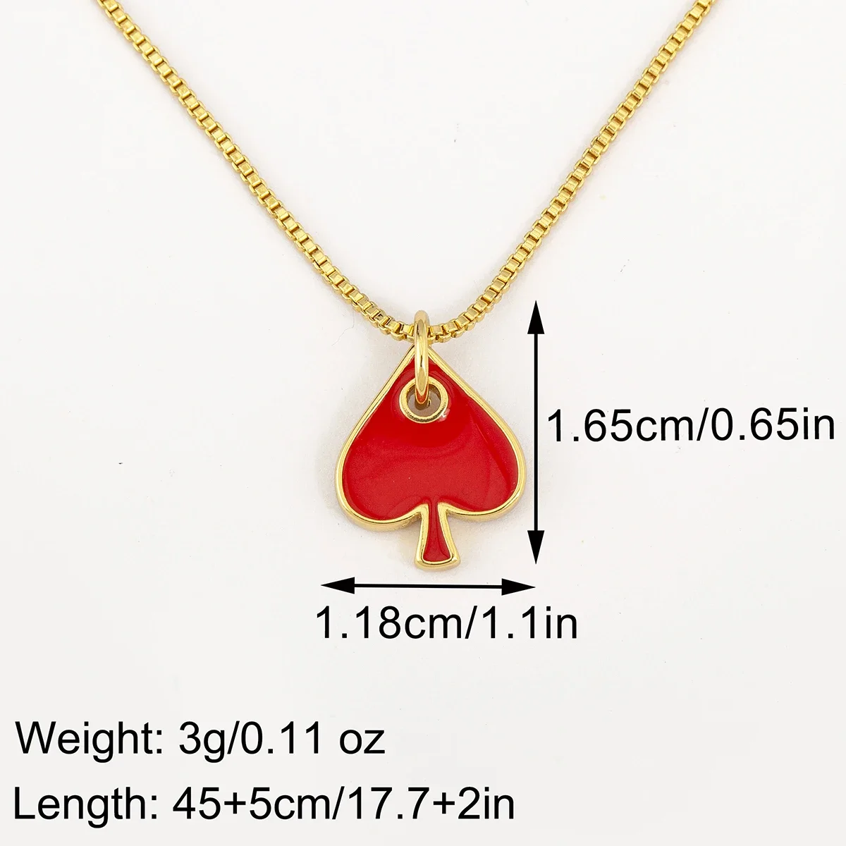 Nidin Poker Spade Pendant Necklace For Women Chain Black Red Enamel Playing Cards Charms Necklaces Fashion Party Jewelry Gifts