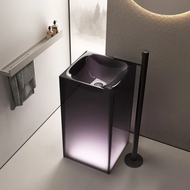 transparent column wash basin hotel homestay bathroom integrated floor-to-ceiling wash basin column basin
