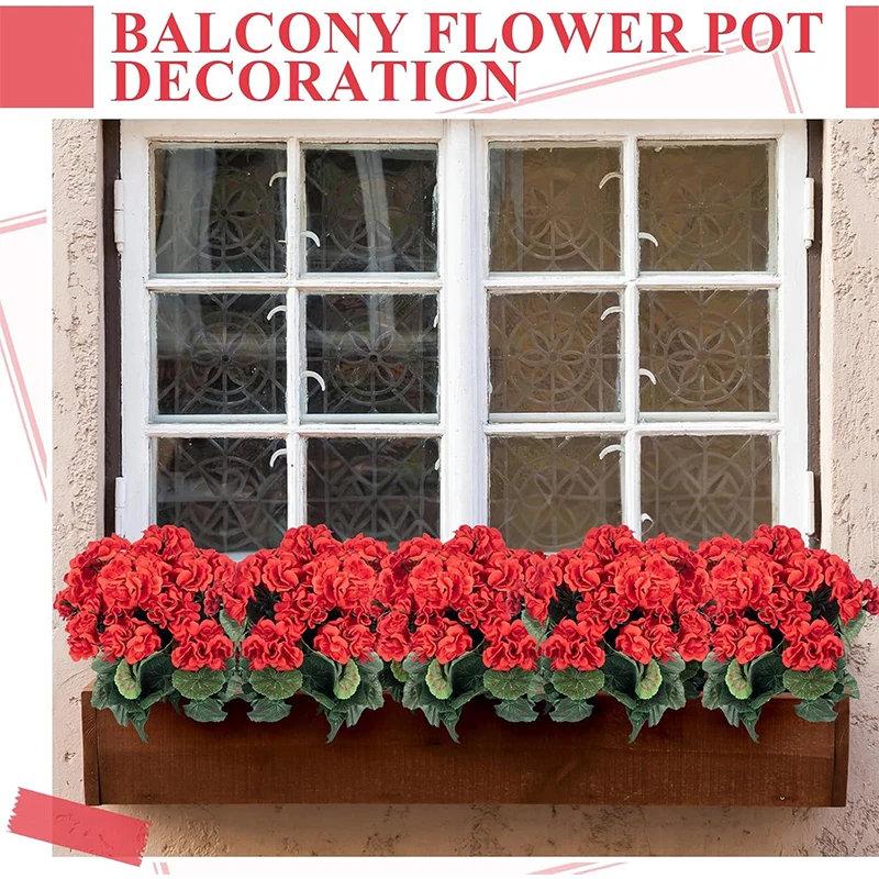 35cm Artificial Silk Geranium Flower Red Artificial Geranium for Home Wedding Vase Table Centerpiece Patio Garden Decoration