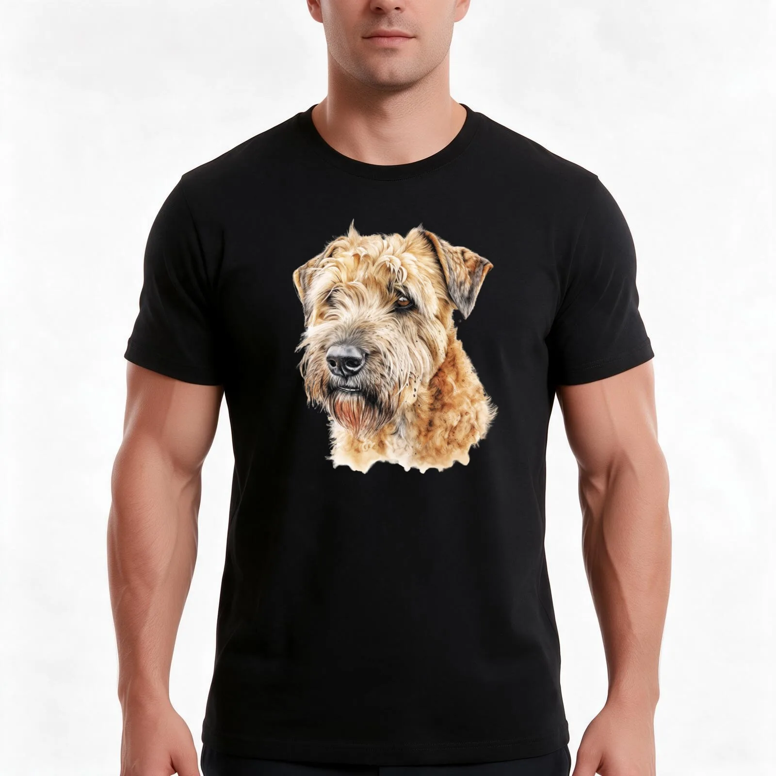 Watercolor Soft Coated Wheaten Terrier T-Shirt, Summer Casual Cotton Tee, Oversized Streetwear Tops, Vintage Graphic Print