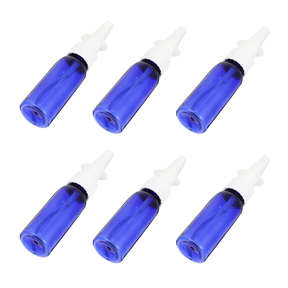 

6 Pcs Empty Transparent Plastic Bottle Round Shoulder Bottle with Nasal Spray Liquid Sub Bottles Empty Filling Travel Cosmetics