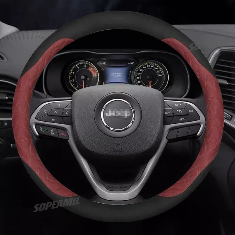 

Car Steering Wheel Cover For Jeep SRT Renegade Compass Wrangler JK TJ Patriot Grand Cherokee Trail Hawk Auto Accessories