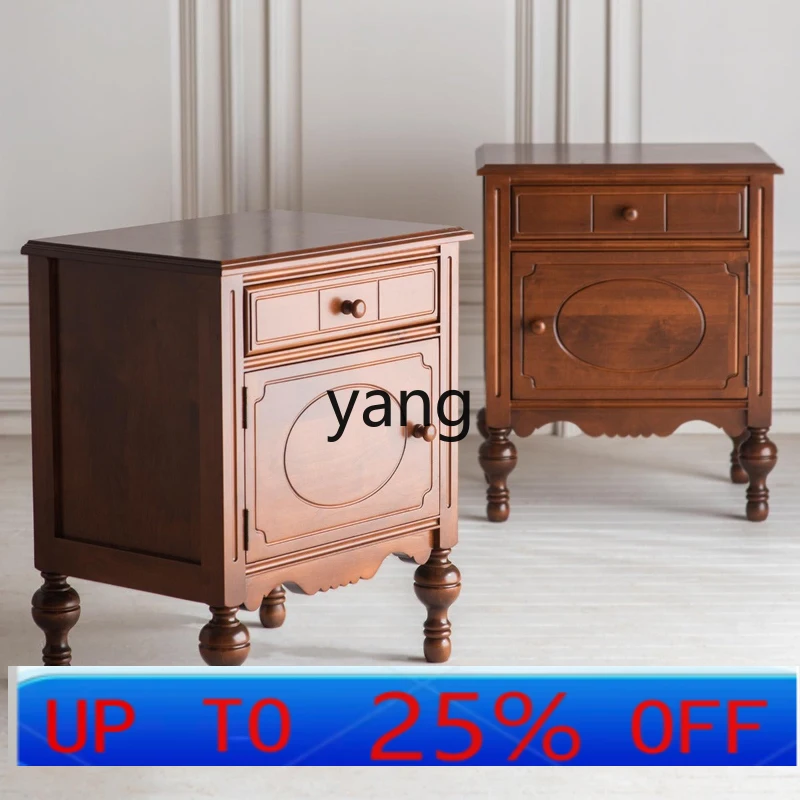 

LH French Retro Solid Wood Nightstand Vintage Style Bedside Cabinet