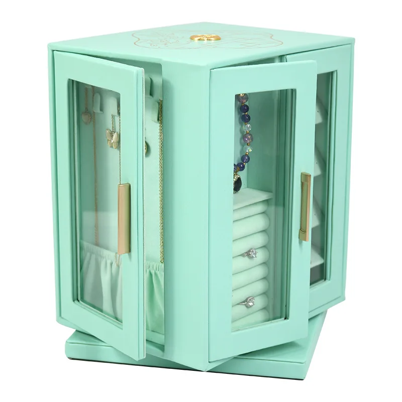 

Exquisite Jewelry Organizer Box Multilayer Trinket Storage Boxes Jewellery Rotating Displays Stand Earrings Rings Display Case