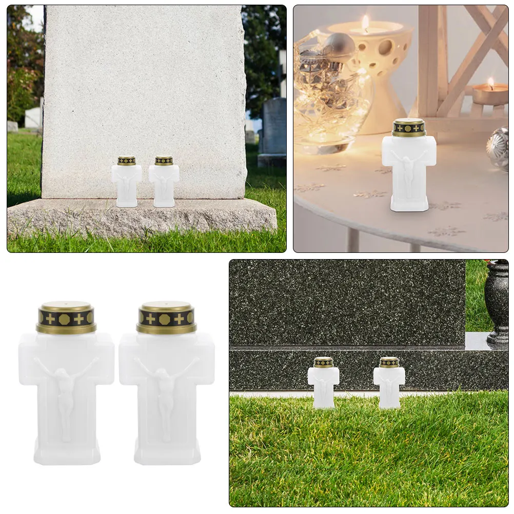 2 szt. Elektroniczne lampki LED bez płomienia, dekoracyjne oświetlenie na cmentarz, do ogrodu, na zewnątrz
