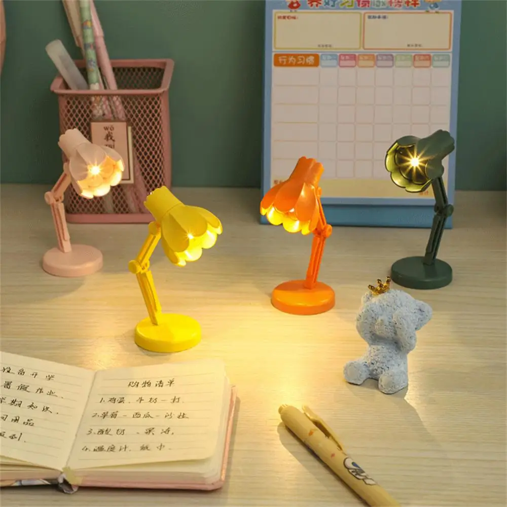 Mini Robot Night Light LED Pet DIY Folding Table Desk Button Battery Lamp Kids Gift Bedroom Decor Reading Lamp Night Lights