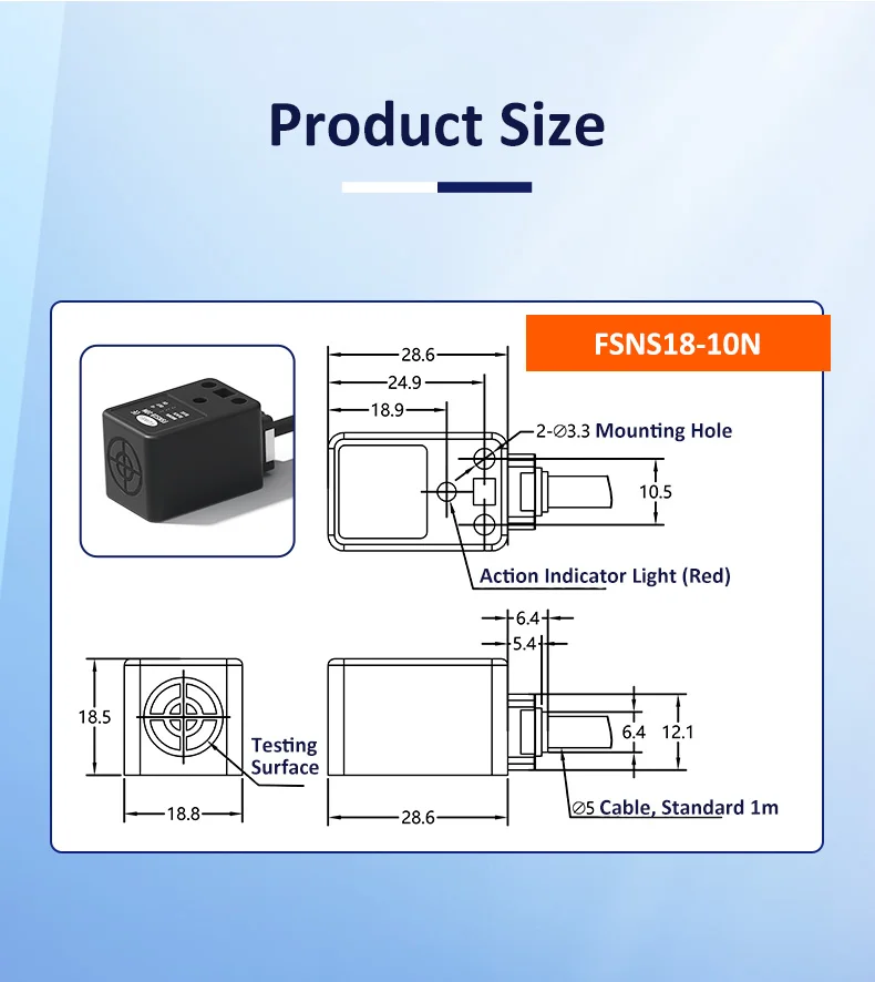 FSNS18-10N Proximity Switch Sensor Metal Sensing Front Detection Limit Sensing Waterproof Oil Proof interference Strong