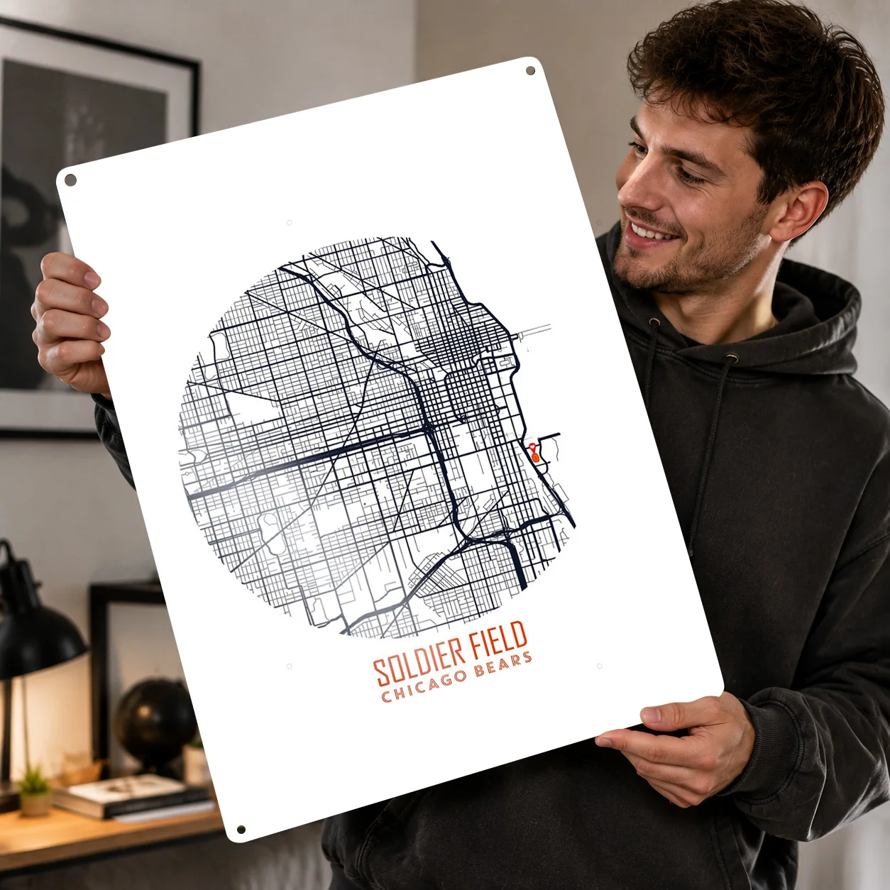 Soldier Field Stadium Map Metal Poster Perfect Gift for Fans Lovers Personalized Wall Art Metal Sign for Gaming Decoration Room