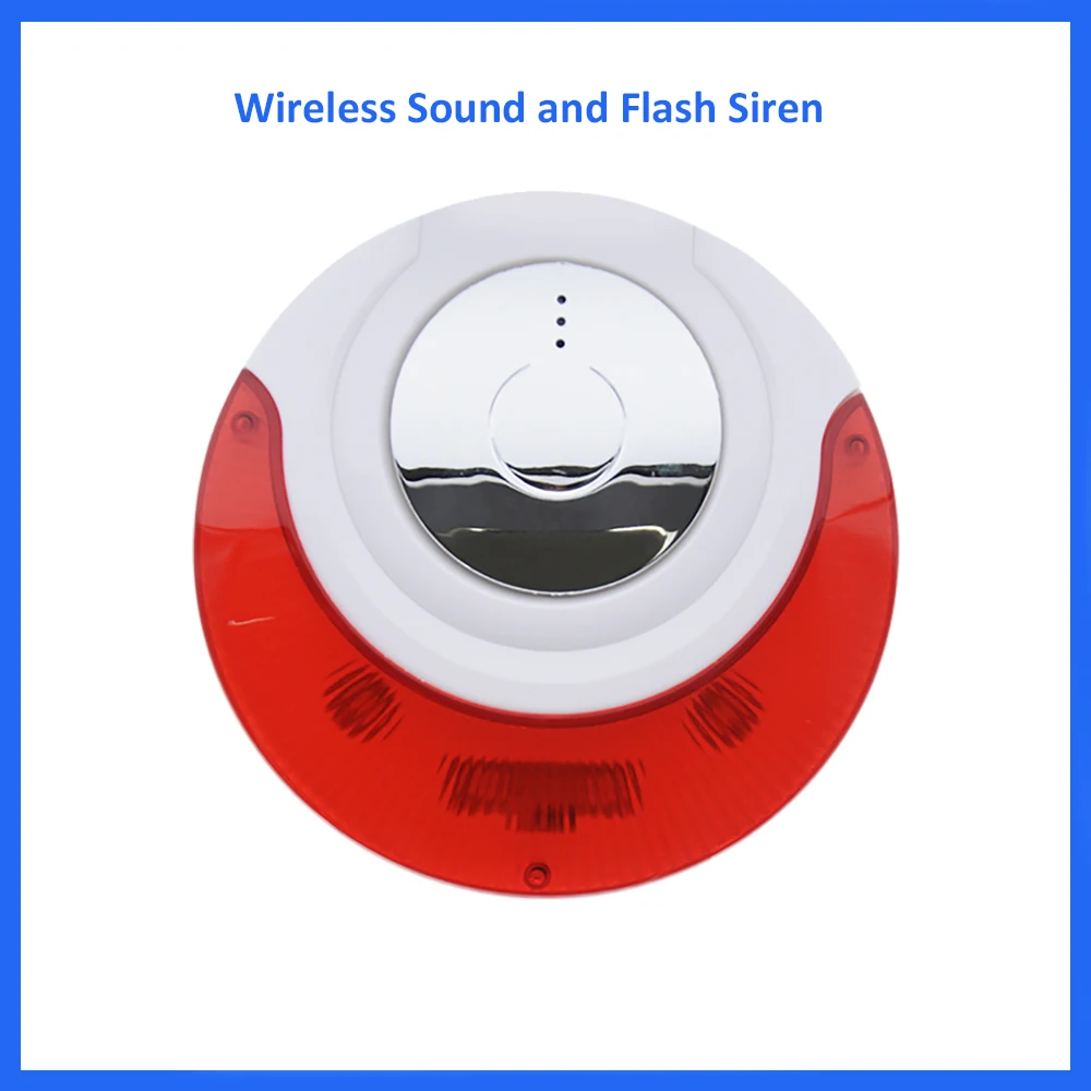 Wireless 433MHz/868MHz Indoor Flash Siren with Rechargeable Battery Tamper Alarm Siren for Meian Burglar Alarm Panel for House