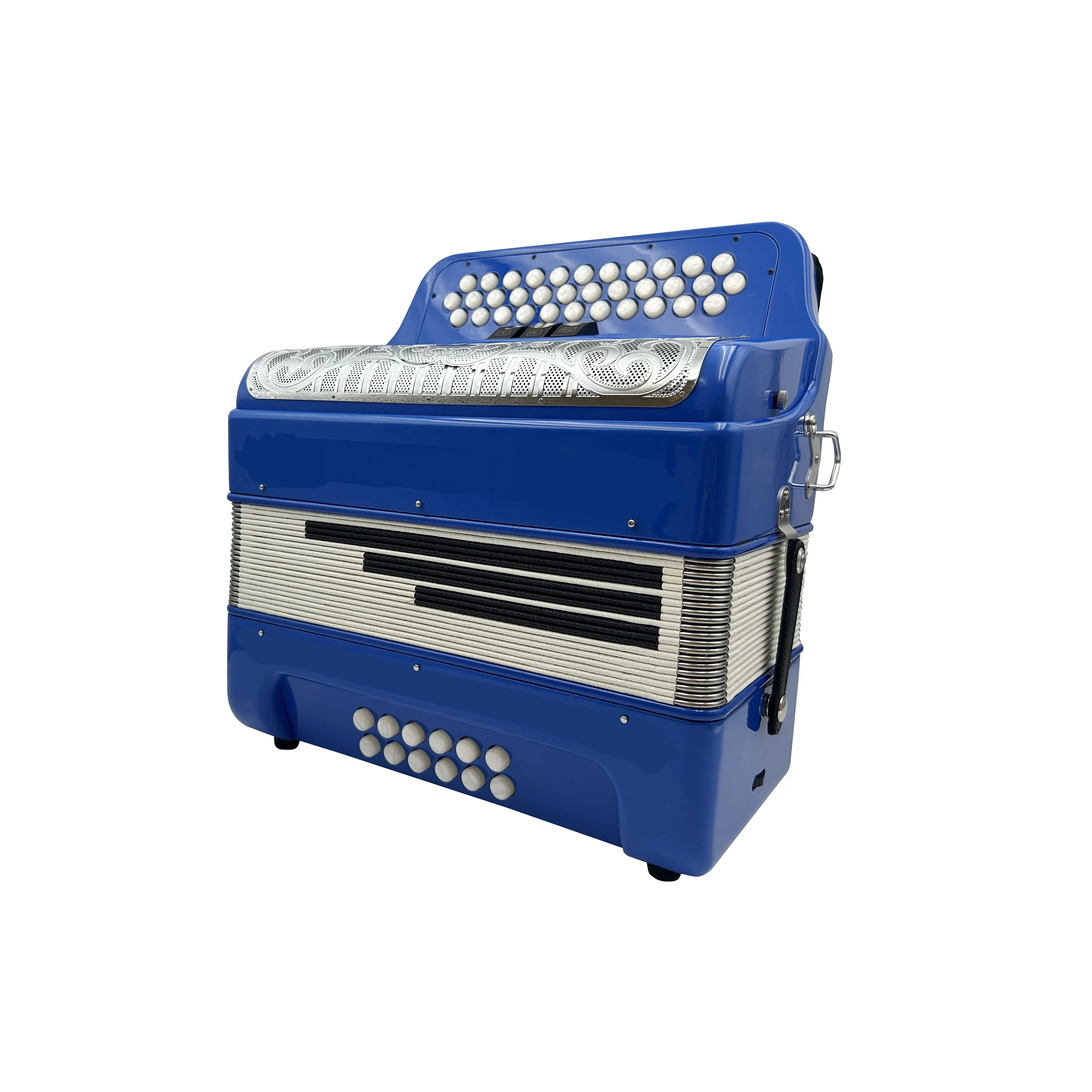 Diatonic Musical Accordion JB3412C 34-Button 12-Bass 3-Register Light Blue Silver Grill White Buttons Wood Acordeon