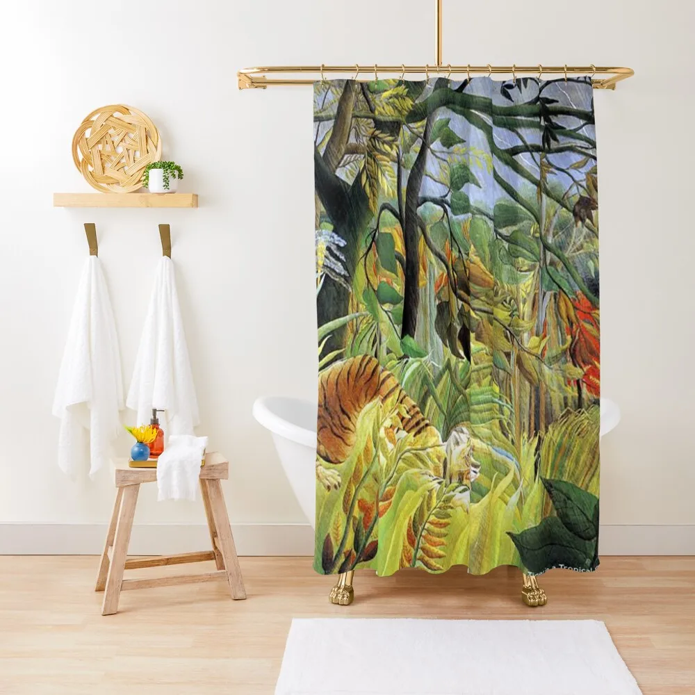 

Favourite Artist - Henri Rousseau - Tiger In A Tropical Storm (Surprised!) Shower Curtain Bathroom Accessories Curtain