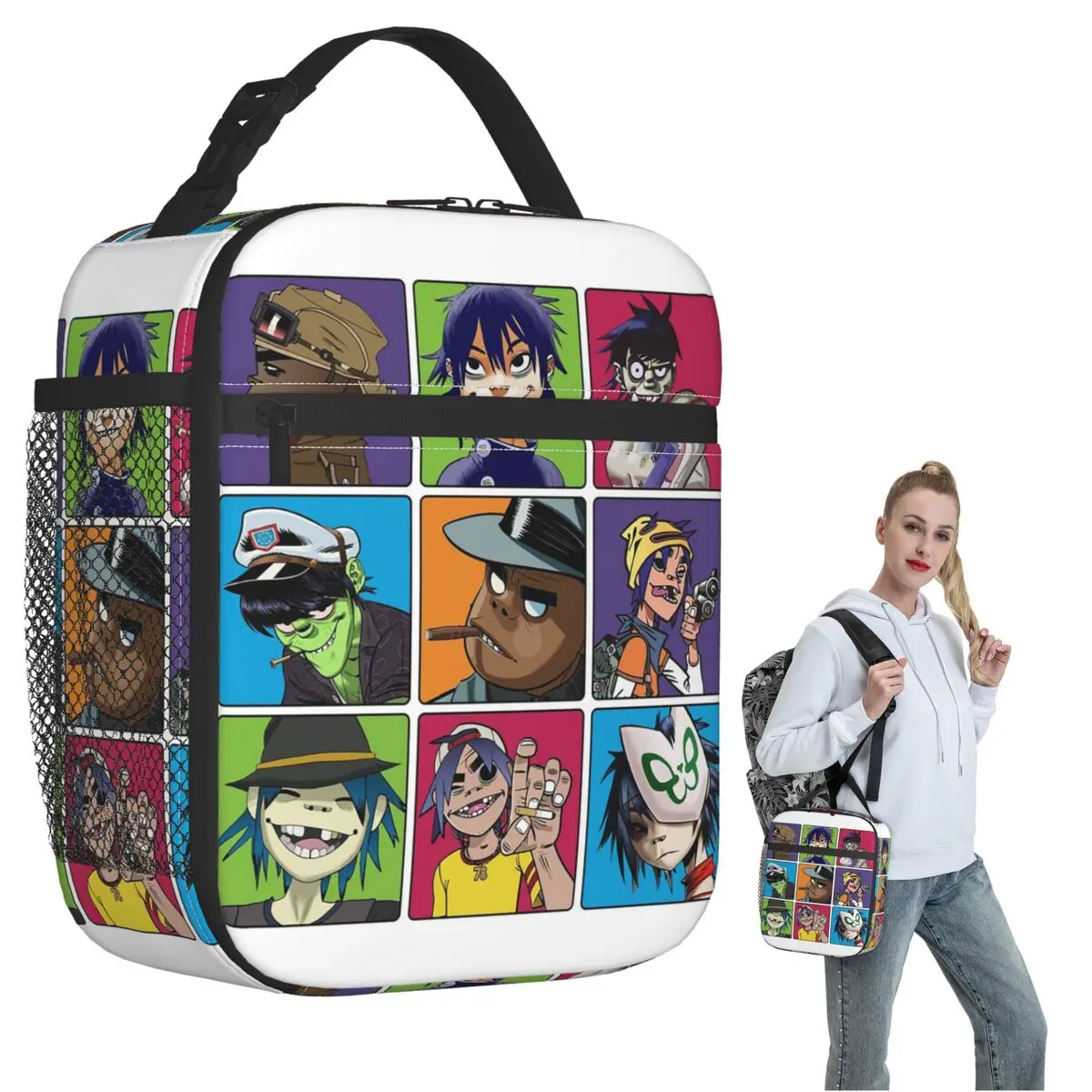 Music Band Gorillaz Insulated Lunch Bag for Women Children Leakproof Food Boxes Thermal Lunch Box Tote