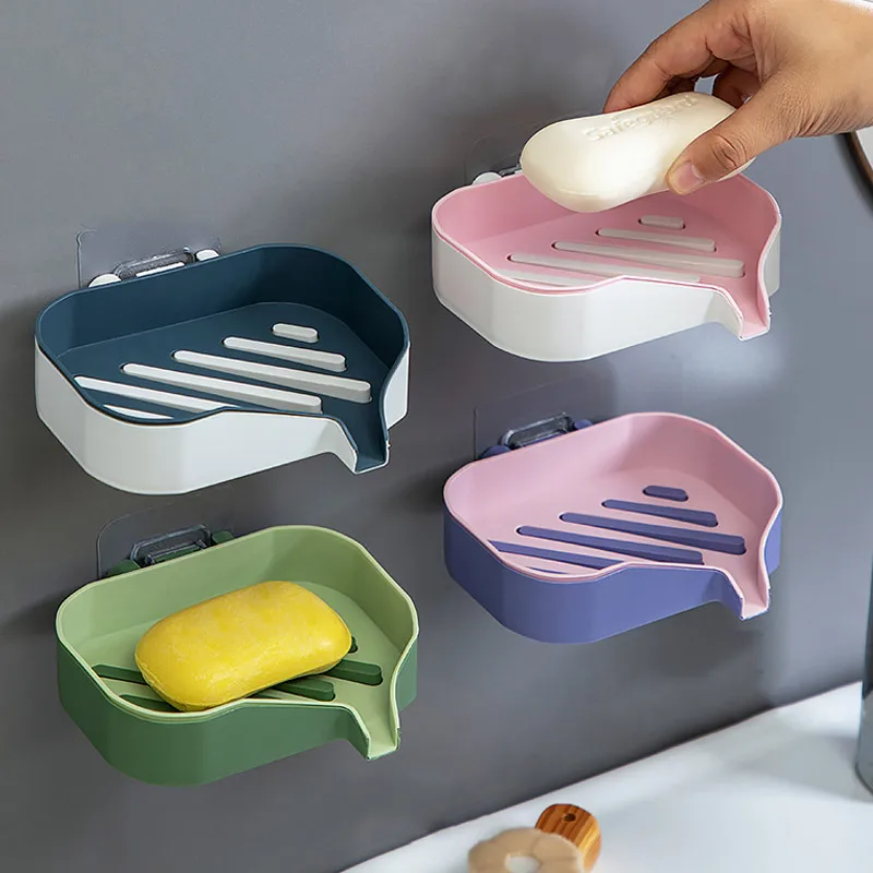 

Double Layer Bathroom Soap Box Soap Storage Container Wall-mounted Drain Soap Dish Holder Bathroom Shower Accessorie